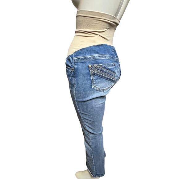 Indigo Blue Maternity Bootcut Jeans Secret Fit Belly® Medium Wash Size M - Picture 2 of 16